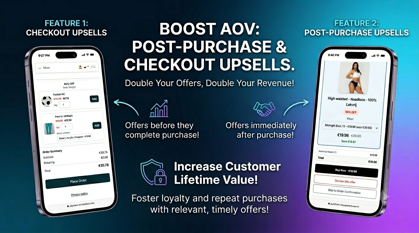 Post purchase and upsell offer dashboard